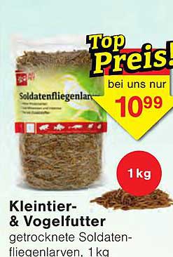 Kleintier- & Vogelfutter getrocknete Soldatenfliegenlarven, 1 kg