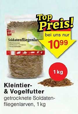 Kleintier- & Vogelfutter getrocknete Soldatenfliegenlarven, 1 kg