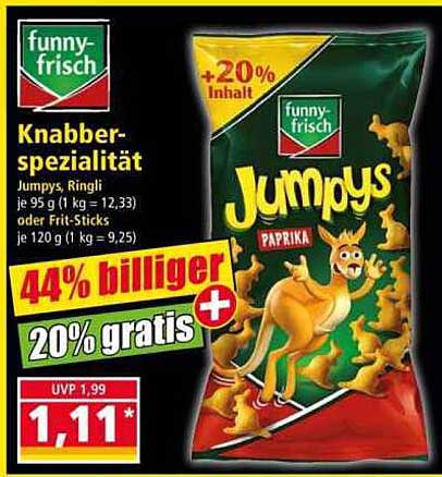 Knabber-spezialität Jumpy’s, Ringli oder Frit-Sticks