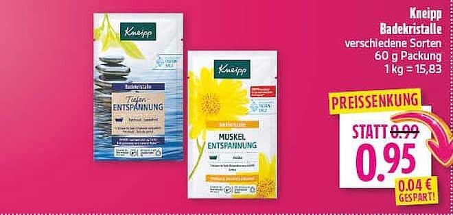 Kneipp Badekristalle verschiedene Sorten 60 g Packung 1 kg = 15,83