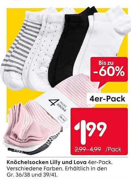 Knöchelsocken Lilly und Lova 4er-Pack.