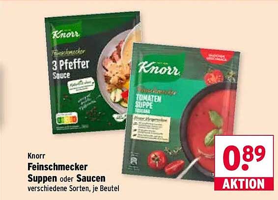 Knorr Feinschmecker Suppen oder Saucen verschiedene Sorten, je Beutel