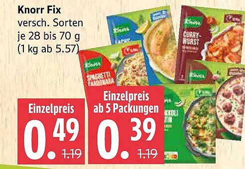Knorr Fix versch. Sorten je 28 bis 70 g (1 kg ab 5.57)