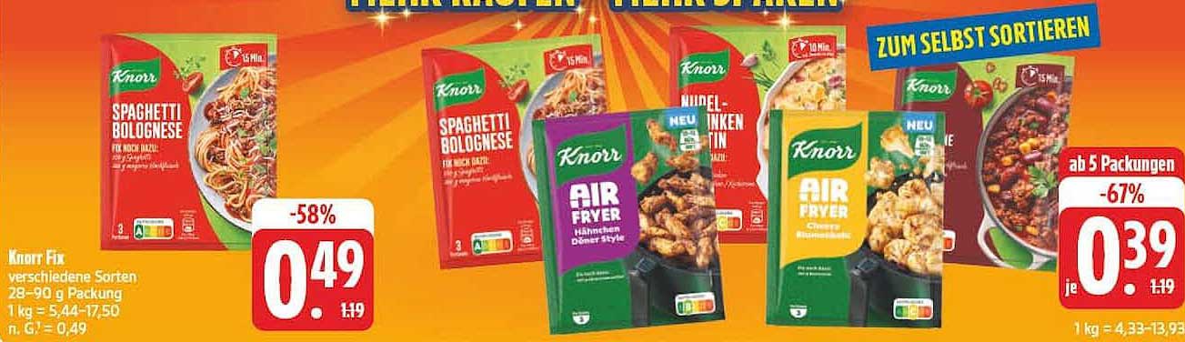 Knorr Fix verschiedene Sorten