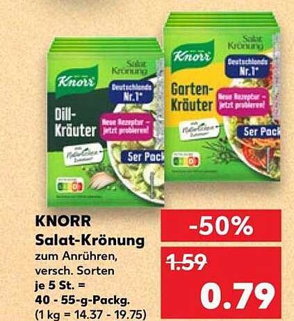 KNORR Salat-Krönung zum Anrühren, versch. Sorten je 5 St., 40 - 55-g-Packg. (1 kg = 14.37 - 19.75)
