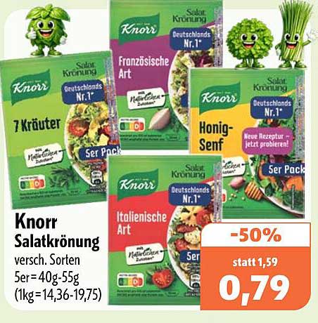 Knorr Salatkrönung versch. Sorten 5er = 40g-55g (1kg = 14,36-19,75)