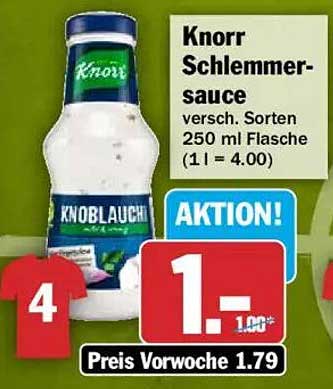Knorr Schlemmersauce versch. Sorten 250 ml Flasche (1 l = 4.00)