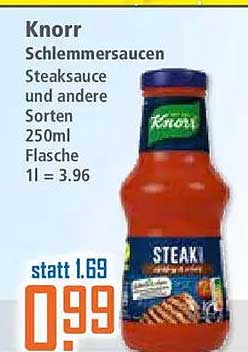 Knorr Schlemmersaucen Steaksauce und andere Sorten 250ml Flasche 1l = 3.96