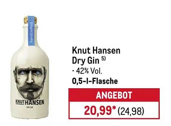 Knut Hansen Dry Gin 5) • 42% Vol. 0,5-l-Flasche