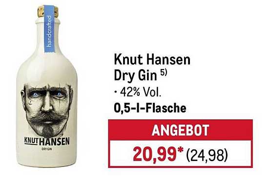 Knut Hansen Dry Gin 5) • 42% Vol. 0,5-l-Flasche ANGEBOT