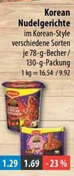 Korean Nudelgerichte im Korean-Style verschiedene Sorten je 78-g-Becher / 130-g-Packung 1 kg = 16.54 / 9.92