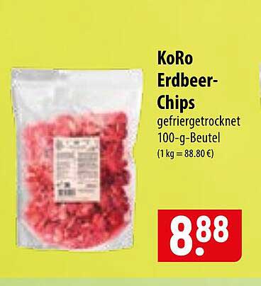 KoRo Erdbeer-Chips gefriergetrocknet 100-g-Beutel (1 kg = 88.80 €)