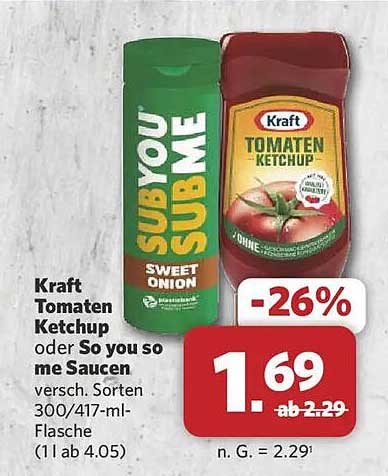 Kraft Tomaten Ketchup oder Sojasoße Saucen versch. Sorten 300/417-ml-Flasche