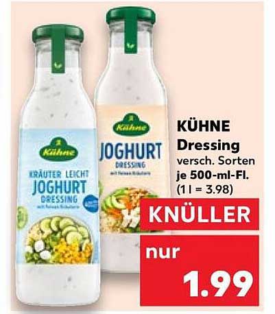 KÜHNE Dressing versch. Sorten je 500-ml-Fl. (1 l = 3.98)