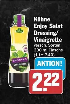 Kühne Enjoy Salat Dressing/Vinaigrette versch. Sorten 300 ml Flasche (1 l = 7.40)