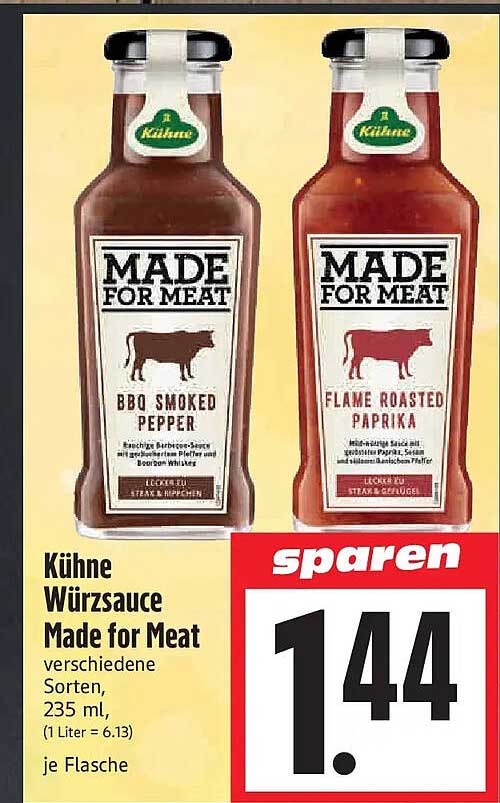 Kühne Würzsauce Made for Meat verschiedene Sorten, 235 ml, je Flasche