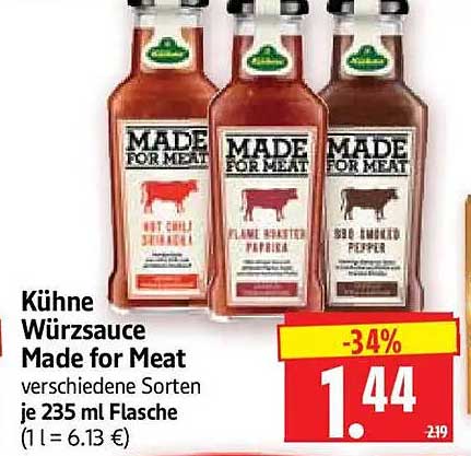 Kühne Würzsauce Made for Meat verschiedene Sorten je 235 ml Flasche