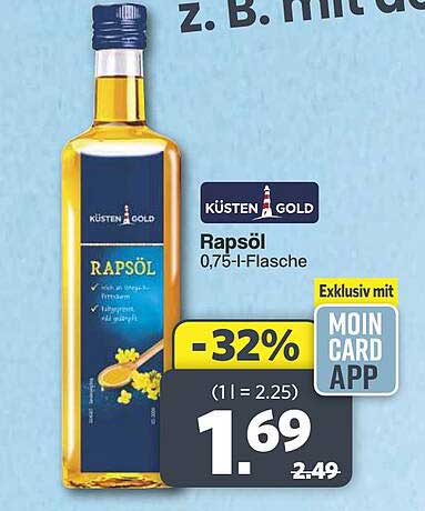 KÜSTENGOLD Rapsöl 0,75-l-Flasche