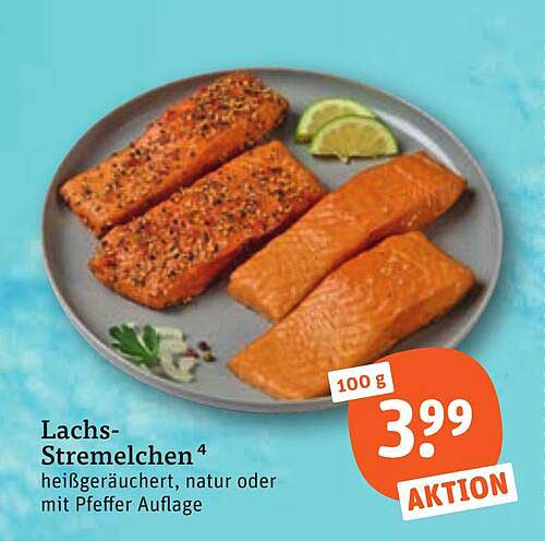 Lachs-Stremelchen⁴ heißgeräuchert, natur oder mit Pfeffer Auflage