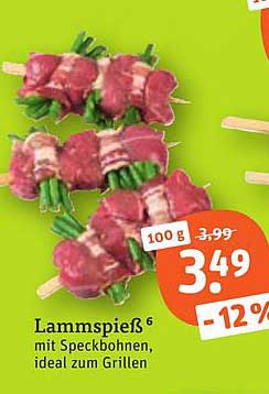 Lammspieß mit Speckbohnen, ideal zum Grillen
