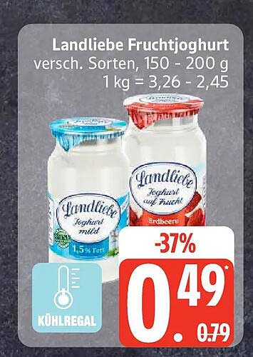 Landliebe Fruchtjoghurt versch. Sorten, 150 - 200 g 1 kg = 3,26 - 2,45