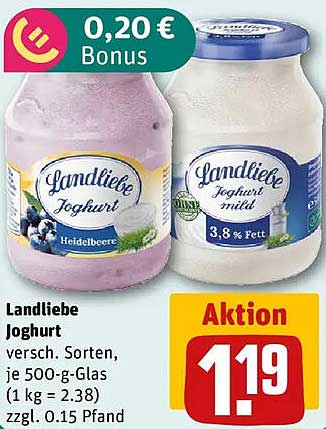Landliebe Joghurt versch. Sorten, je 500-g-Glas