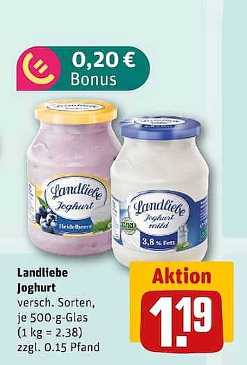 Landliebe Joghurt versch. Sorten, je 500-g-Glas