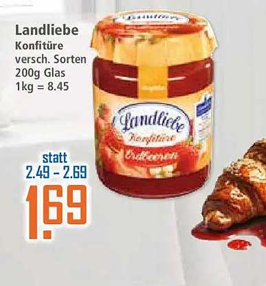 Landliebe Konfitüre versch. Sorten 200g Glas 1kg = 8.45