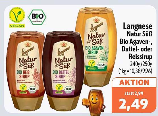 Langnese Natur Süß Bio Agaven-, Dattel- oder Reissirup 240g/250g