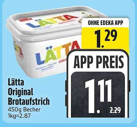 Lätta Original Brotaufstrich 450g Becher 1kg=2.87