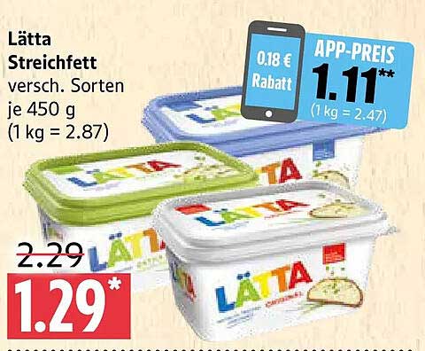 Lätta Streichfett versch. Sorten je 450 g (1 kg = 2.87)