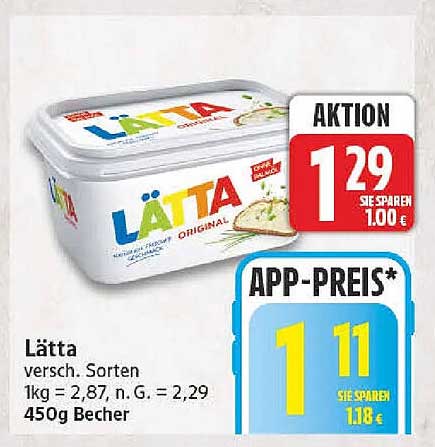 Lätta versc. Sorten 1kg = 2,87, n. G. = 2,29 450g Becher