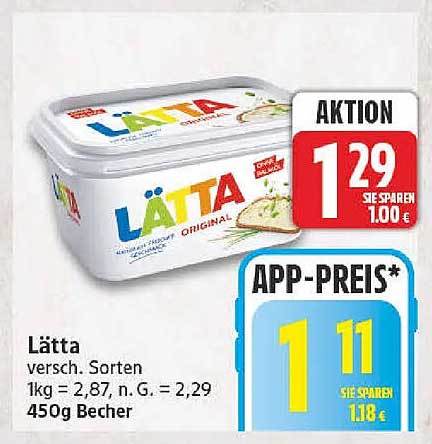 Lätta versch. Sorten 1kg = 2,87, n. G. = 2,29 450g Becher