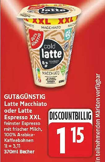 Latte Macchiato oder Latte Espresso XXL