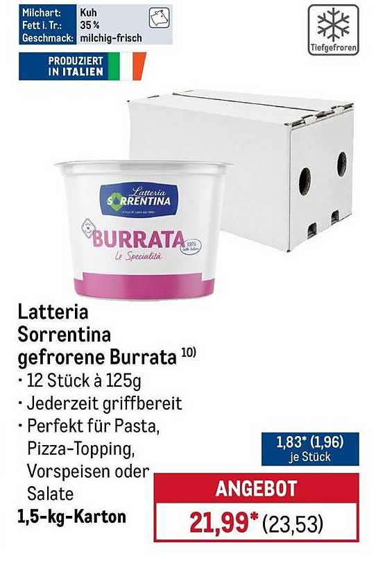 Latteia Sorrentina gefrorene Burrata