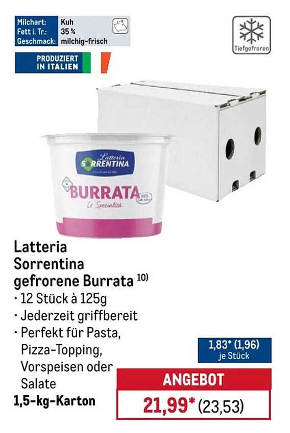 Latteria Sorrentina gefrorene Burrata