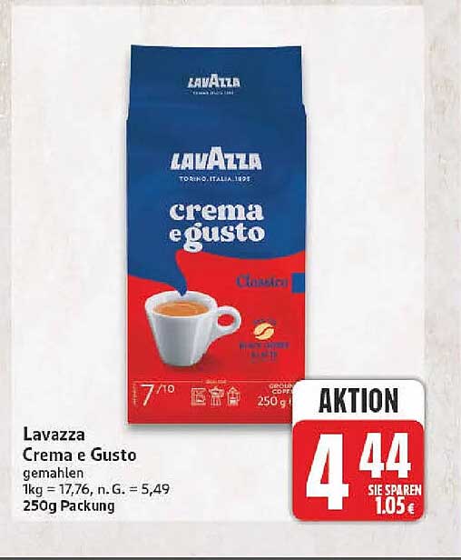 Lavazza Crema e Gusto gemahlen, 250g Packung