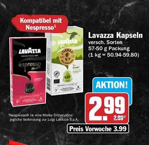 Lavazza Kapseln versch. Sorten 57-50 g Packung (1 kg = 50.94-59.80)