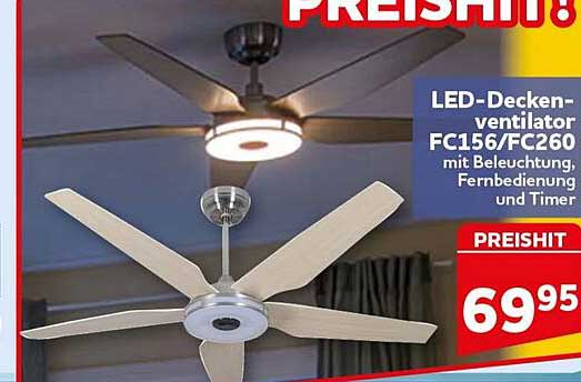 LED-Deckenventilator FC156/FC260 mit Beleuchtung, Fernbedienung und Timer