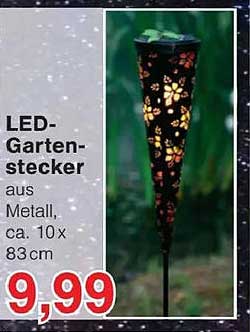 LED-Gartenstecker aus Metall, ca. 10 x 83 cm
