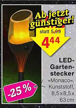 LED-Gartenstecker »Monaco«, Kunststoff, 8,5 x 8,5 x 63 cm