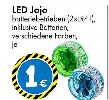 LED Jojo batteriebetrieben (2xLR41), inklusive Batterien, verschiedene Farben, je