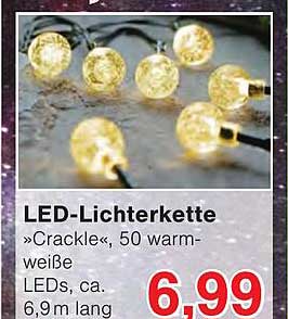 LED-Lichterkette »Crackle«, 50 warm-weiße LEDs, ca. 6,9 m lang