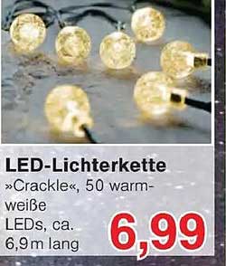 LED-Lichterkette »Crackle«, 50 warmweiße LEDs, ca. 6,9 m lang