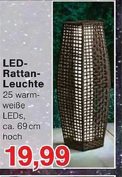 LED-Rattan-Leuchte 25 warm-weiße LEDs, ca. 69 cm hoch