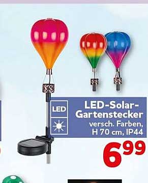 LED-Solar-Gartenstecker versch. Farben, H 70 cm, IP44