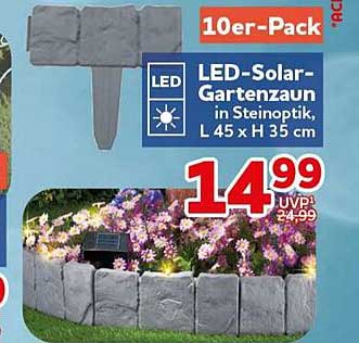 LED-Solar-Gartenzaun in Steinoptik L 45 x H 35 cm