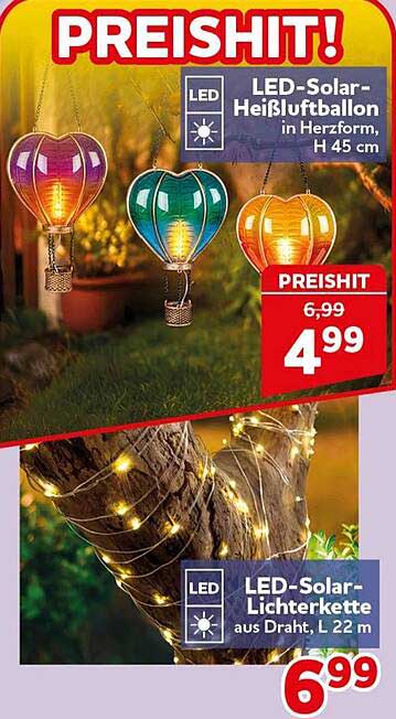 LED-Solar-Heißluftballon in Herzform, H 45 cm