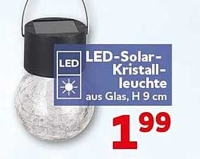 LED-Solar-Kristallleuchte aus Glas, H 9 cm