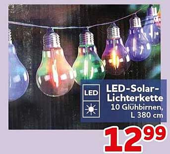 LED-Solar-Lichterkette 10 Glühbirnen, L 380 cm